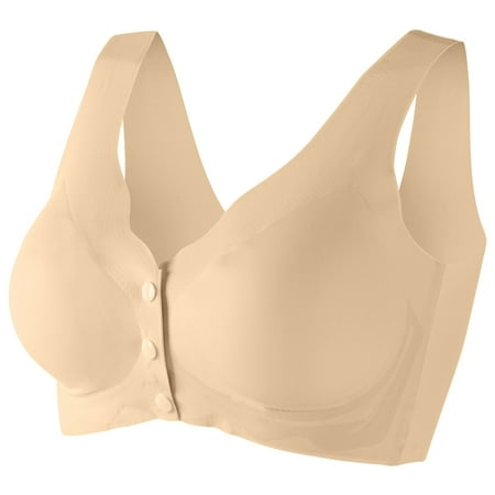 Blphud Womens Sport Bras Women Bras Plus Size Women Bra Front Buckle Underwear Front Button Bra Seamless Push Up Bra Trendy Lingerie for Women Sports Bras for Women Beige L