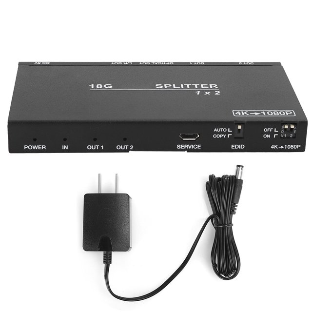 HDM Splitter,B12SA Black 1×2 HDMI Splitter HDMI Splitterwith Scaler Rugged and Tough