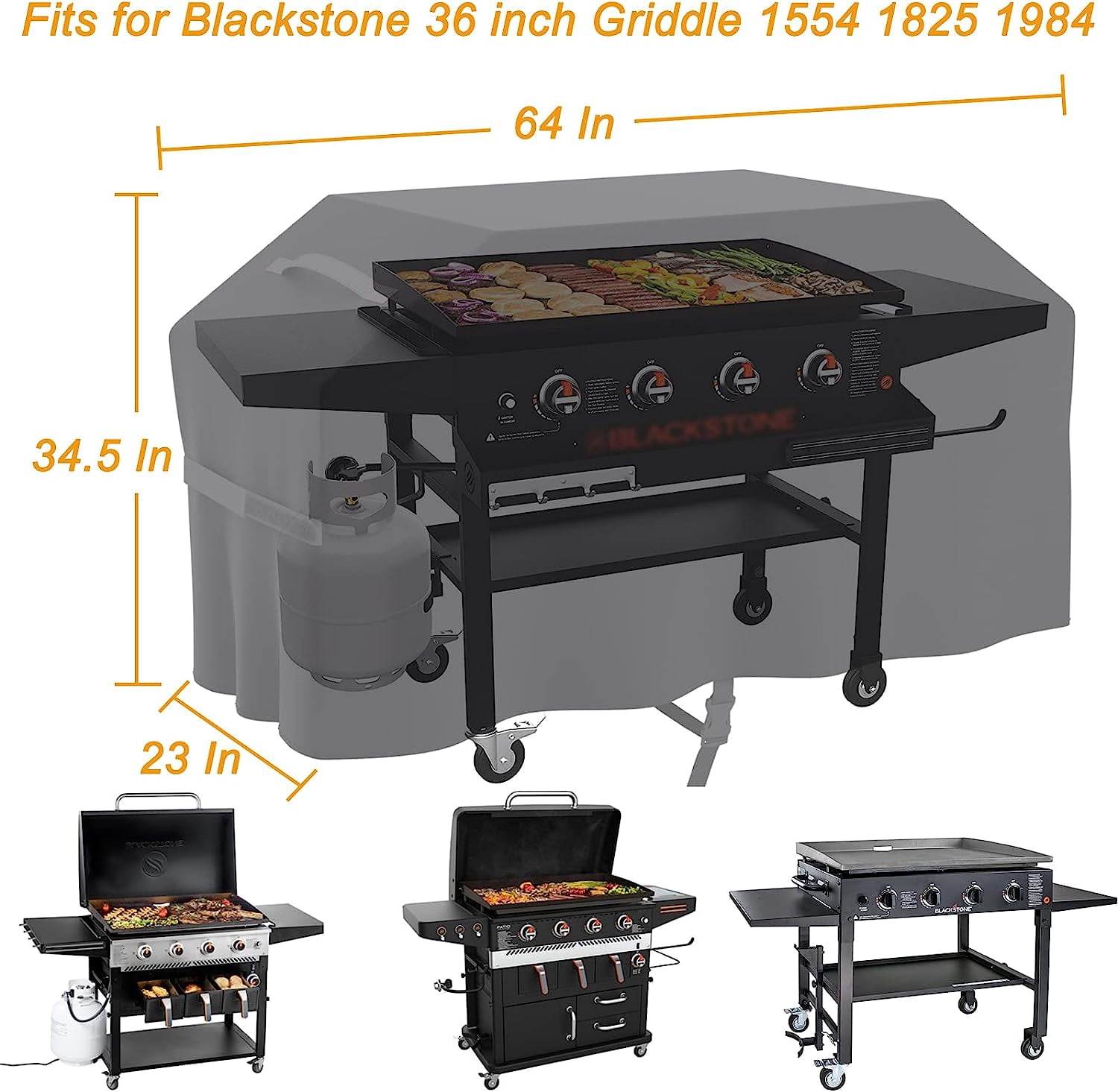 36 Inch Griddle Cover Fits for Blackstone 36 inch Griddle 1554 1825 1984,Heavy Duty Waterproof 36 " Griddle Cover for Blackstone 36 inch Cooking Station 4 Burner Barbecue Cover