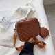 thumbnail image 4 of Bolsa cruzados de cuero con patrón de rombos 2 en 1 de hombro de PU para mujer (marrón) Likrtyny Para Estrenar, 4 of 9