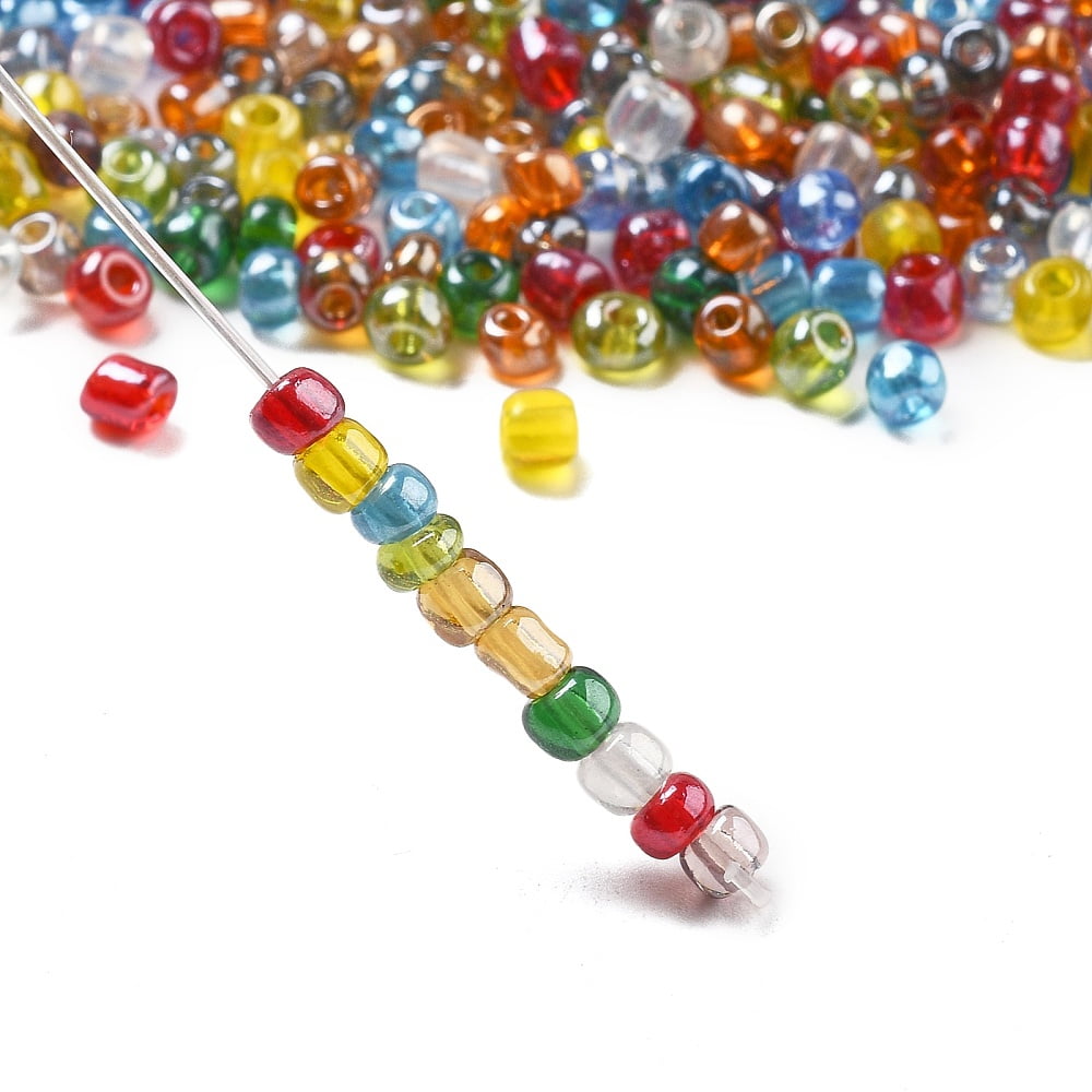 6/0 Glass Seed Beads Trans. Colours Lustered Round Mixed Color 4mm Hole: 1.5mm about 4500pcs/pound