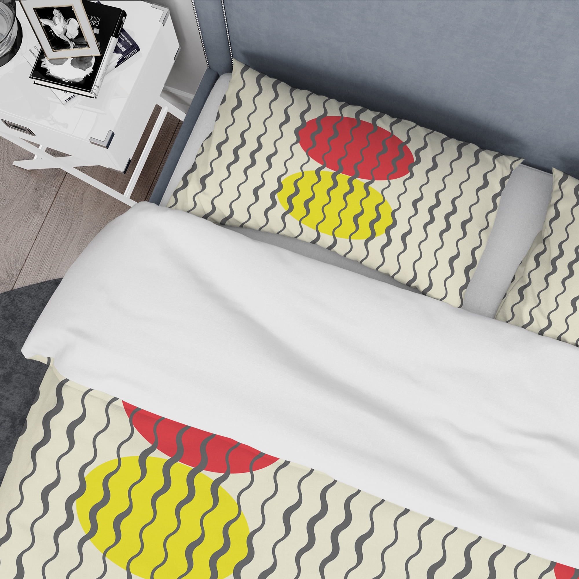 Designart 'Wave Pattern' Mid-Century Modern Duvet Cover Set