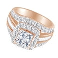 thumbnail image 2 of AFFY Multi Shape White Natural Diamond Three Row Fashion Invisible Ring Set In 10k Rose Gold (3.83 cttw) Ring Size-6, 2 of 2