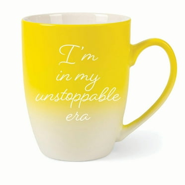 Elanze Designs In My Unstoppable Era Two Toned Ombre Matte 10 ounce New Bone China Coffee Tea Cup Mug For Your Favorite Morning Brew, Yellow and White
