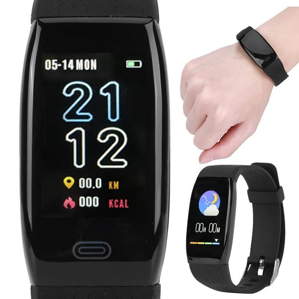Pulsera deportiva inteligente Cuenta de pasos Reloj deportivo Frecuencia cardiaca multifuncion Temperatura corporalnegro