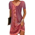 thumbnail image 1 of Gvmfive Women Summer Boho Printed T-shirt Dress Short Sleeve Casual Loose Dress, 1 of 4