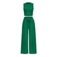 thumbnail image 1 of Conjunto de Ropa Casual para Mujer PRETTYGARDEN Top Corto y Pantalones XL Verde, 1 of 8