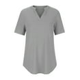 thumbnail image 5 of Mittory Women Summer Casual V Neckline Chiffon Blouses Loose Tunic Short Sleeve Tops, 5 of 8