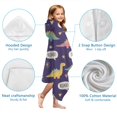 thumbnail image 7 of Purple Cartoon Dinosaurs Speech Bubbles Pattern Hooded Bath Towel，60"x35" for Ages 3 To 12 Kids, Quick Dry Lightweight Soft Microfiber Hood Beach Towel Cover Up for Kids, 7 of 7