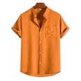 thumbnail image 2 of Lolmot Men's Casual Cotton Linen Solid Color Shirt Band Collar Short Sleeve Button Down Pocket Beach Summer Shirts, 2 of 5