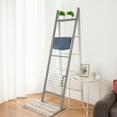 thumbnail image 4 of Hofitlead Ladder Shelf 5-Tier Bookshelf,Storage Rack Shelves Wall Leaning Shelf,Free Standing Plant Flower Stand,Gray, 4 of 7