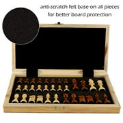 ODOMY Upgraded Chess Folding Wooden Chess Set with Storage Slots