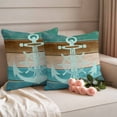 thumbnail image 2 of Blue Teal Brown Outdoor Waterproof Pillow Covers, Anchor Nautical Coastal Ocean Wooden Decorative Square Throw Pillowcase Sofa Cushion Sham for Patio/Couch/Chair, 16"x16" 2 Pack, 2 of 8