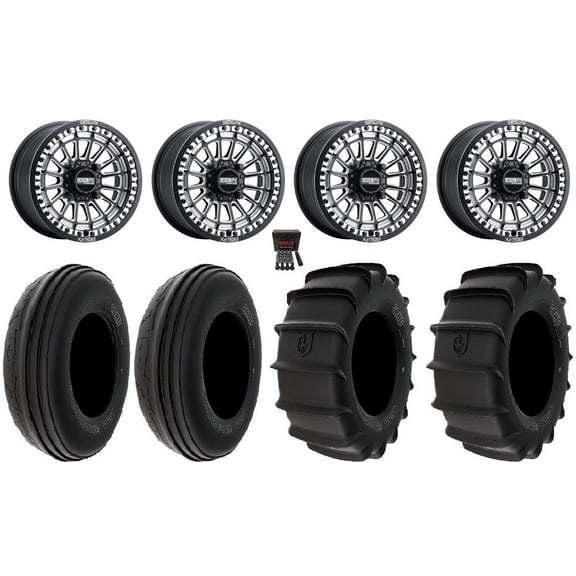 MetalFX Delta Bdlk CC 15x7/15x10 Wheels Bk 32" Sand Tires Can-Am Maverick X3 / Honda Pioneer 1000 / Talon