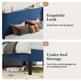thumbnail image 3 of Amolife King Size Platform Bed Frame with Velvet Upholstered Wingback Headboard, No Box Spring Needed, Dark Blue, 3 of 9