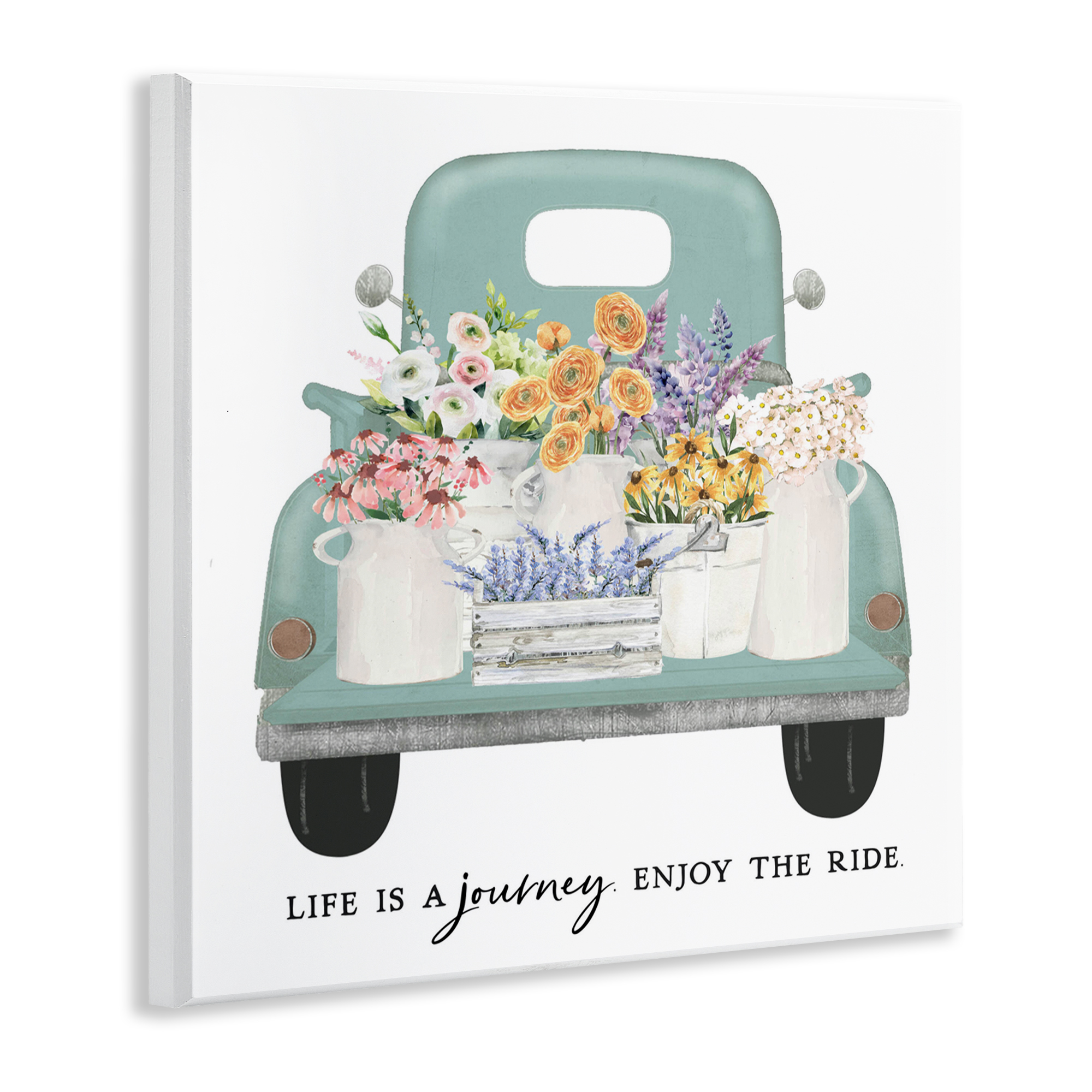 Enjoy Ride Floral Truck Wall Plaque Art, design by Lettered and Lined