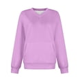 thumbnail image 5 of Liuinsasek Womens V Neck Fall/Winter Solid-Color Sweatshirts Casual Fashion Loose Fit with Pockets Sweatshirts Long Sleeve Pullover, 5 of 6