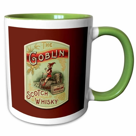 3dRose Vintage The Goblin Scotch Whisky Label - Two Tone Green Mug,