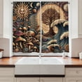 thumbnail image 2 of Ambesonne Earthy Boho Kitchen Curtains, Gothic Woods Waves Sun, 55"x39", Dark Slate Blue Cinnamon, 2 of 3