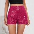 thumbnail image 2 of CIENVNSTG Women's Elastic High Waist Sequins Bottoms Straight Leg Glitter Sparkly Shorts for Fashion Party Occasions And Holiday Ceremony Dressing Hot Pink Hot Pink L, 2 of 6