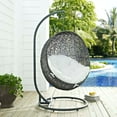 thumbnail image 2 of Modern Contemporary Urban Design Outdoor Patio Balcony Swing Chair, White, Rattan, 2 of 5