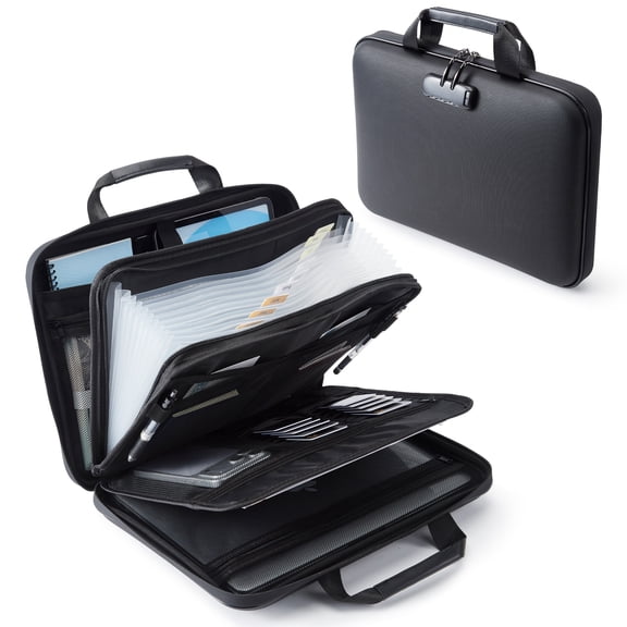 Fireproof Document Organizer with Lock Waterproof File Box Portable Expanding File Folder Accordion Organizer for Documents Passport Cash Certificates Storage Case