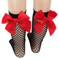 thumbnail image 2 of Chaussettes Résille pour Femmes Chaussettes Hautes en Maille Bas de Mode avec Noeud en Satin, 2 of 6