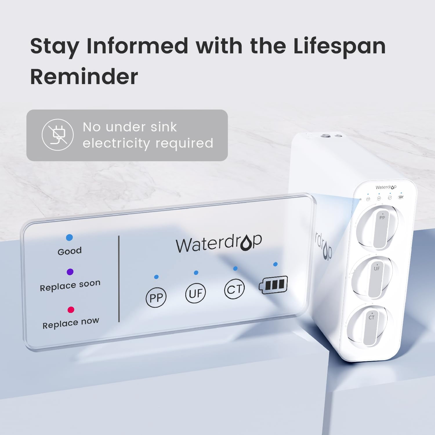 Restored Waterdrop TSU 0.01μm Ultra-Filtration Under Sink Water Filter System, 3-Stage Tankless Undersink Water Filtration with Faucet, Does not Lower TDS (NOT RO), Drilling Require (Refurbished)