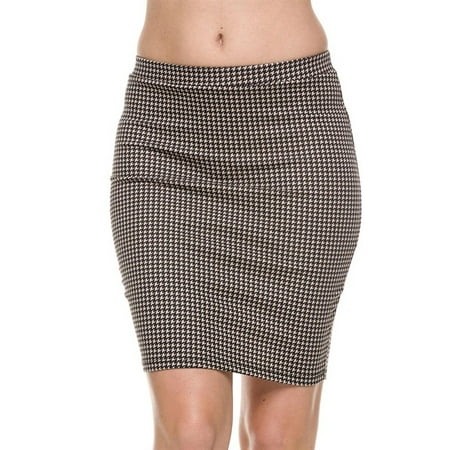Straight Pencil Houndstooth Print Bodycon Knit Mini (Best Pencil Skirts For Petites)