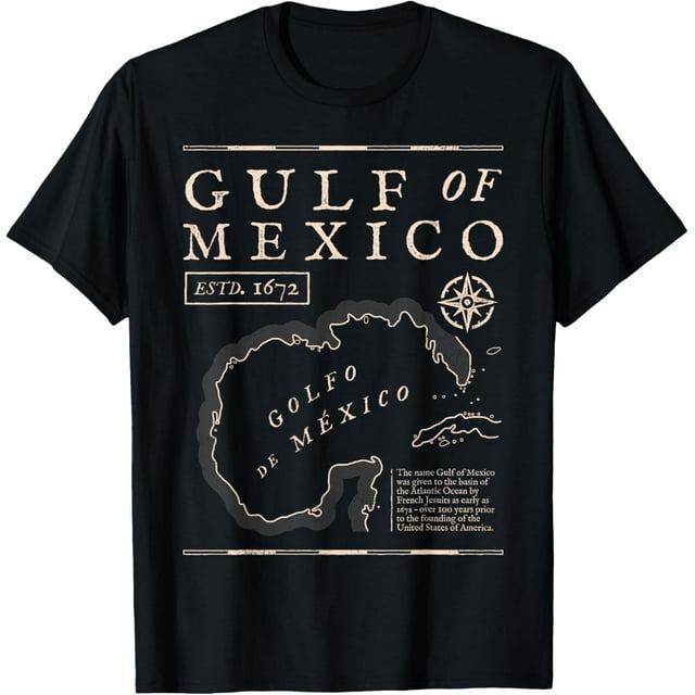 Gulf of Mexico 1672 Historic Map Camiseta para hombre