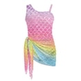 thumbnail image 7 of SEANATIVE 9-10 Years Girls One Piece Swimsuit One-Piece Bathing Suit with Mesh Skirt Cover Up Cut Out Stretchy Swimwear for Kids Children Teens, Rainbow Mermaid Scale Print Pink, 7 of 7