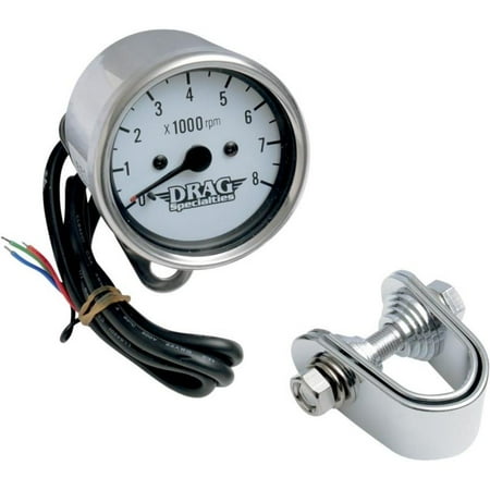Drag Specialties Electronic - Drag Specialties 2211-0058 2.45in. Mini Electronic 8000 RPM Tachometer - White Face with Black Needle