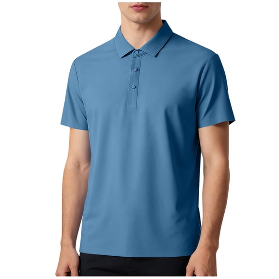 FRSASU Men's Casual Comfortable Moisture Wicking Slim fit Short Sleeve Dry fit Golf Polo Dark Blue
