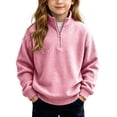 thumbnail image 6 of Lutiedan Quarter Zip Sweatshirts for Boys Waffle Knit Baggy Pullover Tops Long Sleeve Mock Neck Fall Sweatshirts Size 3-14,Pink, 6 of 8