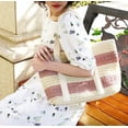 thumbnail image 3 of Kukuzhu Women Stripe Straw Tote Bag Large Handmade Woven Beach Bag Summer Elegant Travel Shoulder Bag, 3 of 7