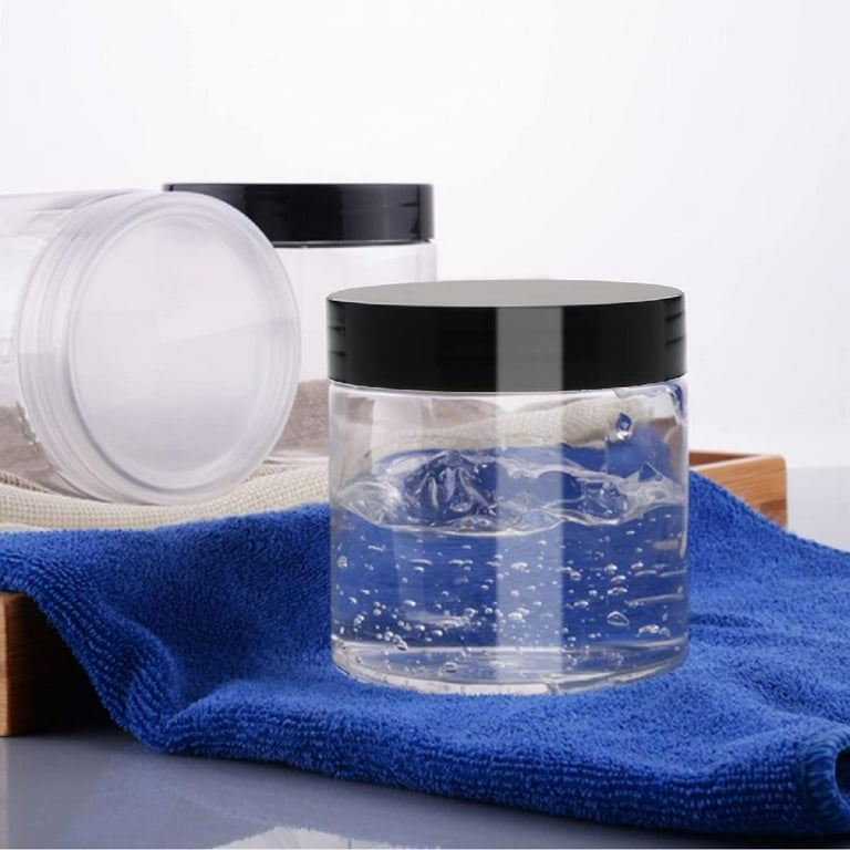 16 Pieces 60 ml/ 2 oz Round Clear Leak Proof Plastic Container Jars with  Lids Plastic Slime Jars Empty Slime Storage Containers Refillable Storage