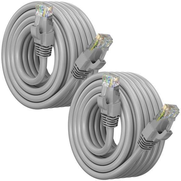 Maximm Cat6 Ethernet Cable 2-Pack 10 ft – CCA LAN Network Patch Cords, RJ45, Gray