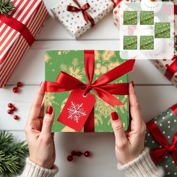 Tuscom Christmas Wrapping Paper 5-Pack, Vintage Kraft Holiday Gift Wrap with Snowflake & Bell Patterns, Large Sheets for Christmas Presents, Birthday Gifts, Party Favors and Seasonal Celebrations