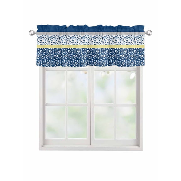 Valances for Windows Abstract Blue Rod Pocket Cafe Window Treatments Valance Curtains for Kitchen Bathroom Laundry Basement Windows 60"x18"