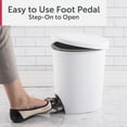 thumbnail image 4 of (2 pack) Sterilite Small Bathroom Trash Can, 2.6 Gallon Plastic Garbage Bucket Bin with Step Lid, White, 4 of 10