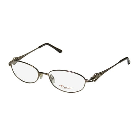 New Thalia Casilda Womens/Ladies Oval Full-Rim Brown Sophisticated Elegant Oval Hot Frame Demo Lenses 53-16-138 Flexible Hinges Eyeglasses/Glasses