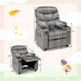 thumbnail image 3 of GLACER  Recliner, Velvet AdjustableToddler Lounge Chair w/Cup Holder, Footrest, Lumbar Support, Armrests, Side Pockets,  Recliner Chairs for Boys Girls Age 3+ (Gray), 3 of 9
