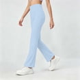thumbnail image 5 of Hurxie Bootcut Leggings for Girls High Waist Soft Stretch Women Yoga Pants Teen Dance Running Light Blue,5-6Years, 5 of 7