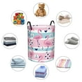 thumbnail image 3 of Lsque Pink Striped Flamingo pattern Laundry Hamper Basket, Tall Woven Rope Hamper Basket for Clothes, Lightweight Storage Basket, Collapsible Waterproof-Medium, 3 of 8