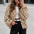 thumbnail image 6 of Tqcoqu Women's Polka Dot Zip Up Jacket, Lapel Collar Bubble Sleeve Loose Lightweight Windbreaker Casual Outerwear,Women's,Size M-XXXL, 6 of 8
