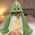 thumbnail image 4 of Halloween Wearable Blanket Cute Flannel Hoodie Shawl | Cartoon Animal Cozy Sofa Nap Wrap for Women 150x130cm Soft Oversized Loungewear Blanket with Hood Snap Button Closure(lxf), 4 of 7