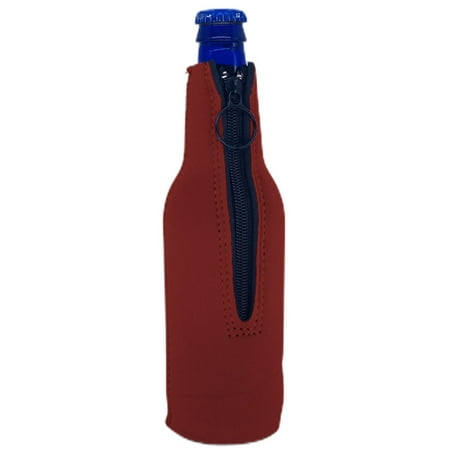 

Blank Neoprene Zipper Beer Bottle Coolie with Full Bottom (2 Burgundy)