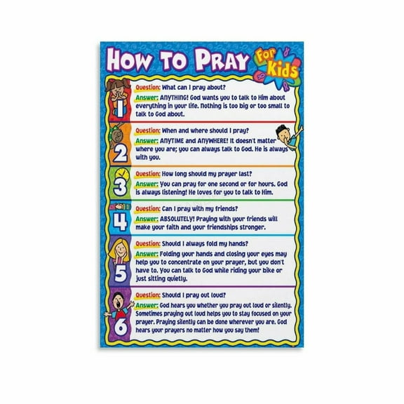 Educational How to Pray Poster Toddler And Child (1) Canvas Painting Posters And Prints Wall Art for Living Room Bedroom Decor Poster.