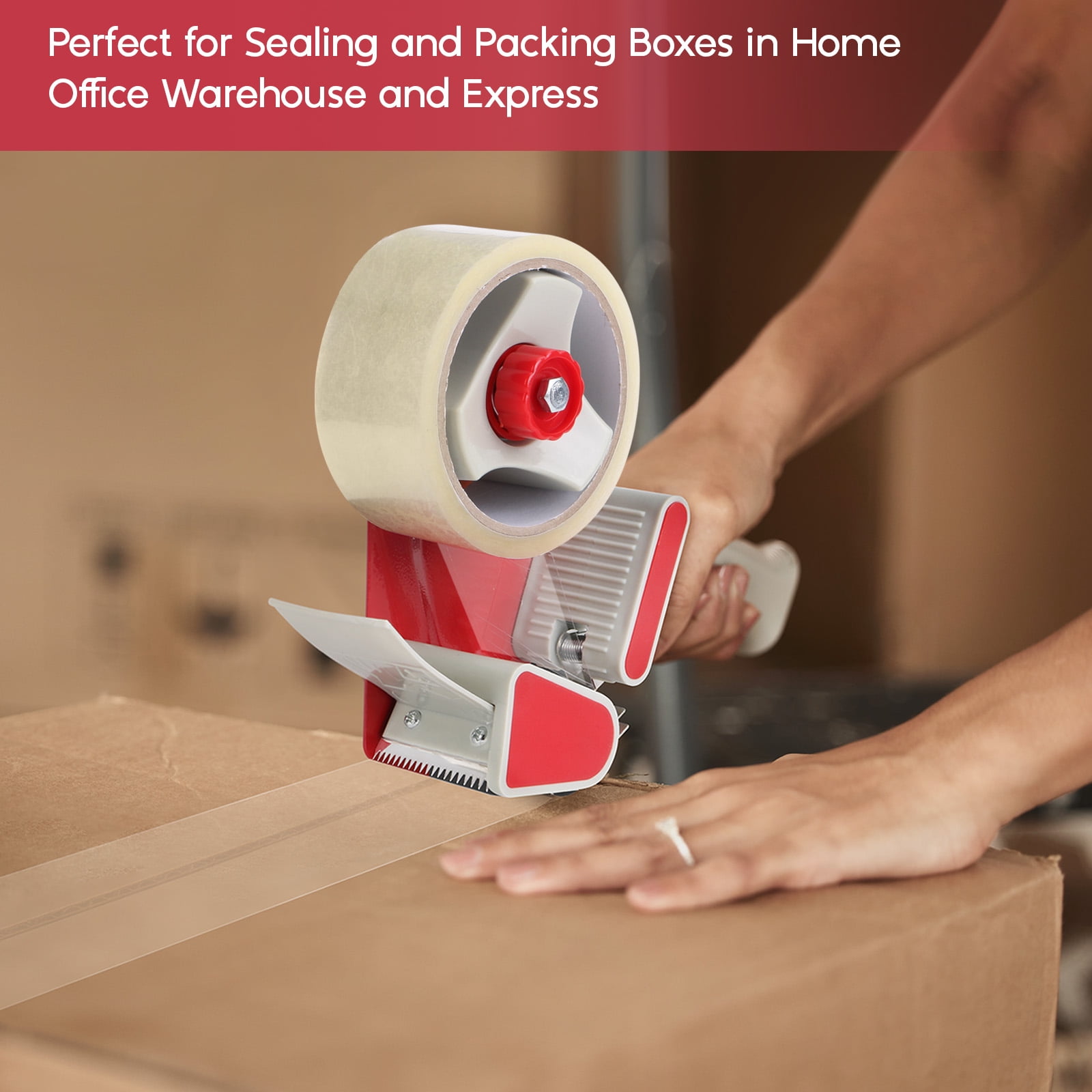 Eagle Heavy Duty Packing Tape Dispenser Gun, for 2-Inch Wide Packing Tape, 2 Rolls of Tape Included, One-Hand Operation for Shipping, Moving, Warehouse, and Office