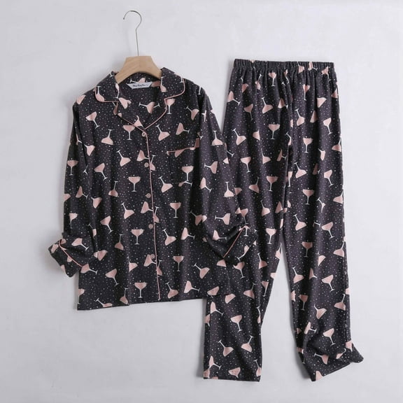 Flannelette Women's Nightgown Homewear Cartoon Long Sleeve Pants Set Pajamas Petite Bride Flannel Pajamas Womens Plaid Pajamas Satin for Women Shop Store M 2 Snowflake Pajamas Women Women Sleep Wear